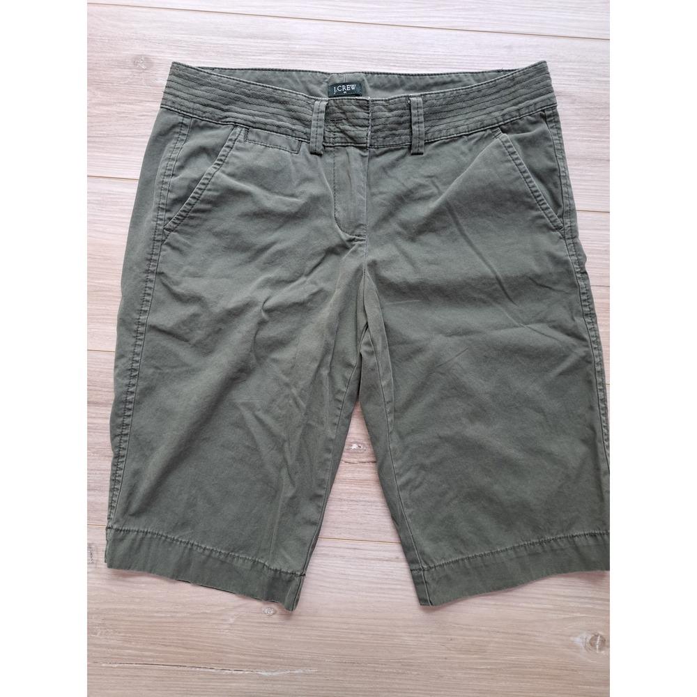 J.Crew Womens City Fit Olive Green Cotton Chino Bermuda Shorts Size 4